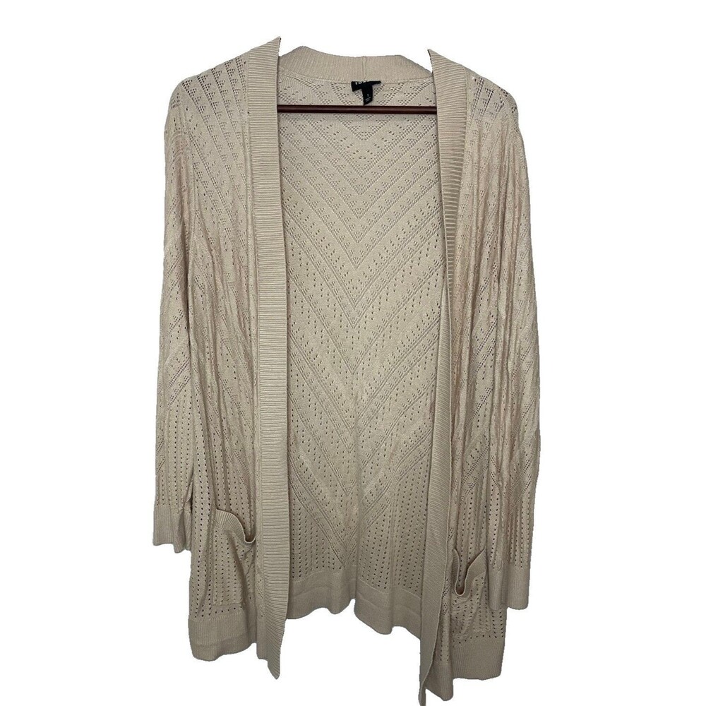 Torrid Plus 1X Tan Knit Long Sleeve Open Front Women's Cardigan Pocket Sweater